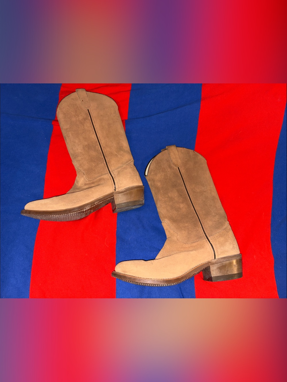 8EE GREAT WESTERN BOOT COMPANY NO LONGER MADE, man made Tan Suede Western Boots